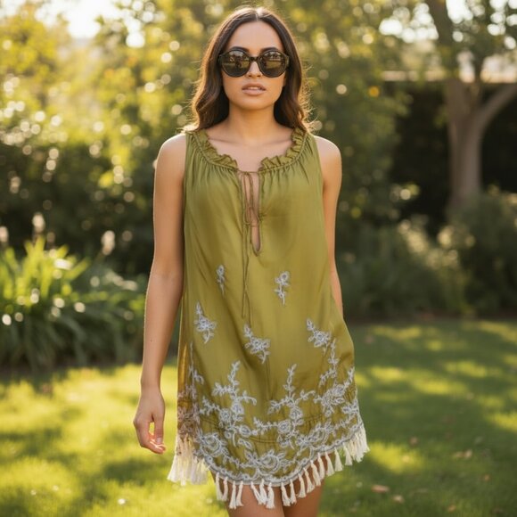 david meister embroidered dress David Meister